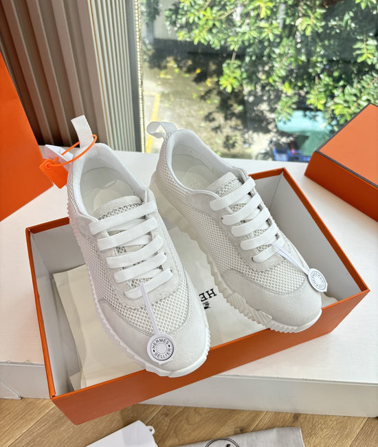 Hermes Breathable Leather Mesh Upper Comfortable Casual Sneakers Durable