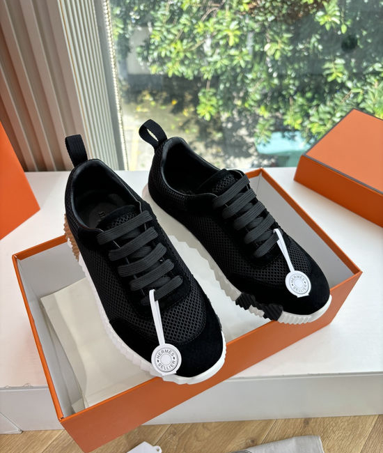 Hermes Breathable Leather Mesh Upper Comfortable Casual Sneakers Durable