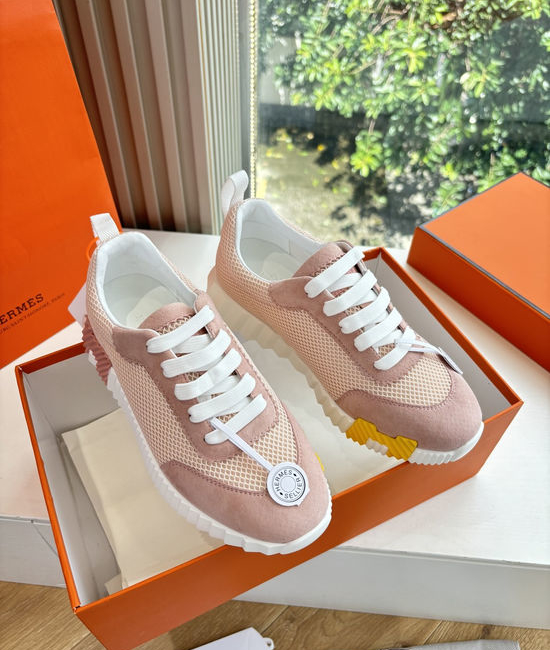 Hermes Breathable Leather Mesh Upper Comfortable Casual Sneakers Durable