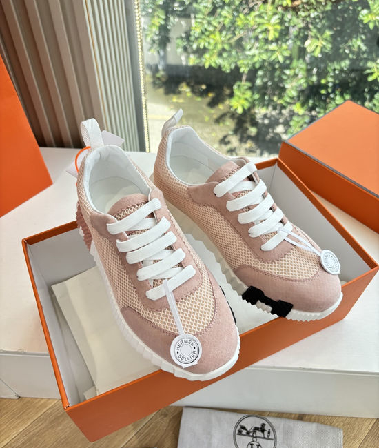 Hermes Breathable Leather Mesh Upper Comfortable Casual Sneakers Durable