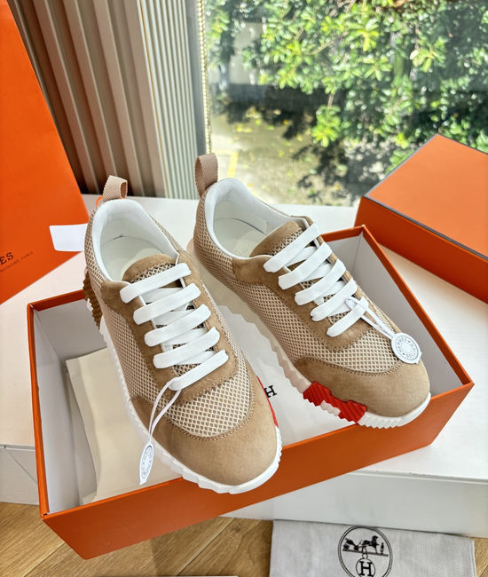 Hermes Breathable Leather Mesh Upper Comfortable Casual Sneakers Durable
