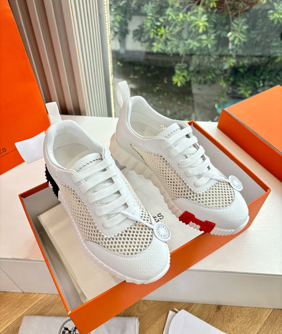 Hermes Breathable Leather Mesh Upper Comfortable Casual Sneakers Durable