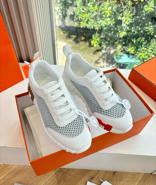 Hermes Breathable Leather Mesh Upper Comfortable Casual Sneakers Durable