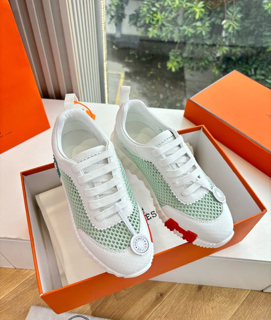 Hermes Breathable Leather Mesh Upper Comfortable Casual Sneakers Durable
