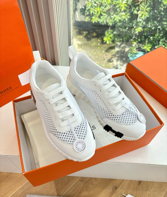Hermes Breathable Leather Mesh Upper Comfortable Casual Sneakers Durable