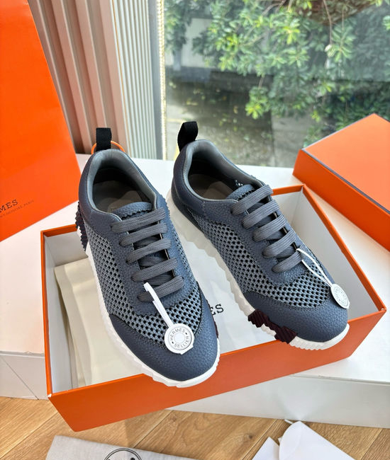 Hermes Breathable Leather Mesh Upper Comfortable Casual Sneakers Durable