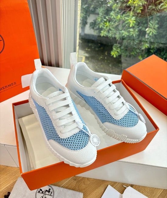 Hermes Breathable Leather Mesh Upper Comfortable Casual Sneakers Durable