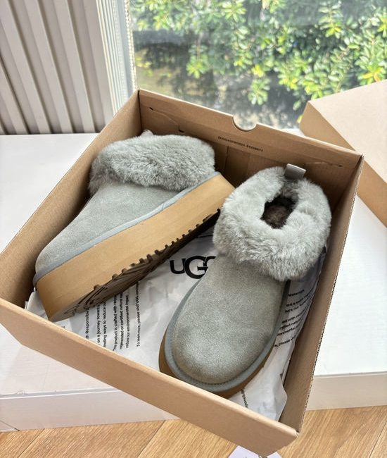 UGG Fleece Lined Suede Ankle Boots With Thick Rubber Sole