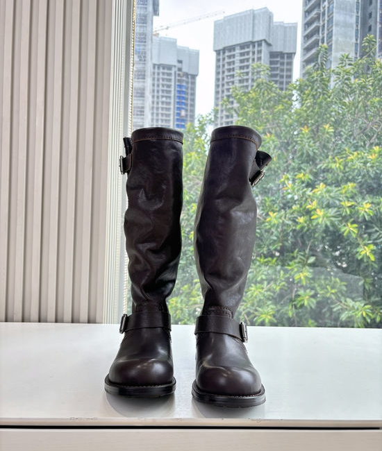 Prada Genuine Leather Chelsea Riding Boots With Non-slip Sole