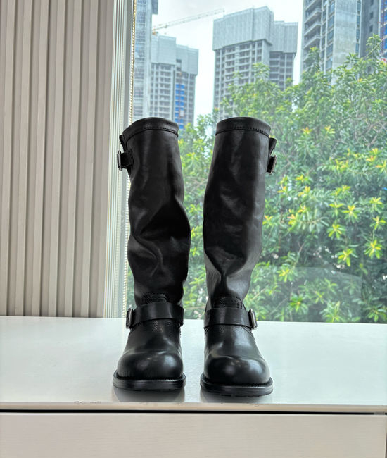 Prada Genuine Leather Chelsea Riding Boots With Non-slip Sole