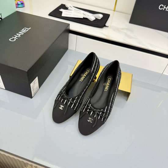 Chanel Classic Two Tone Genuine Leather Ballet Flats