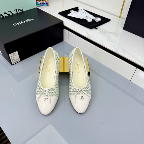 Chanel Classic Two Tone Genuine Leather Ballet Flats