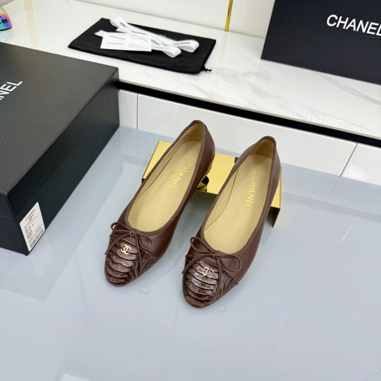 Chanel Classic Two Tone Genuine Leather Ballet Flats