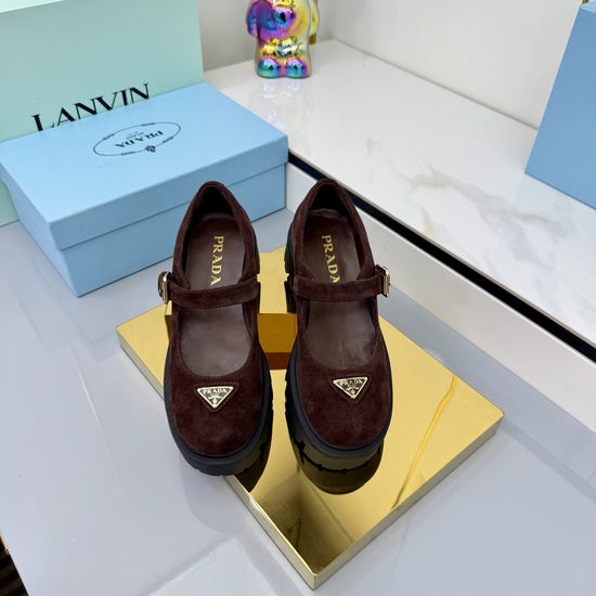 Prada Genuine Leather Thick Sole Mary Jane Casual Shoes