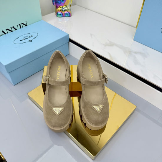 Prada Genuine Leather Thick Sole Mary Jane Casual Shoes