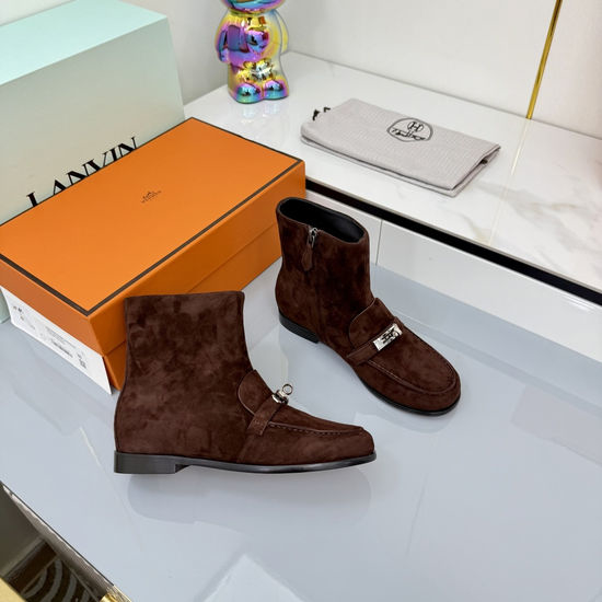Hermes Classic Buckle Short Boots Soft Leather Lining