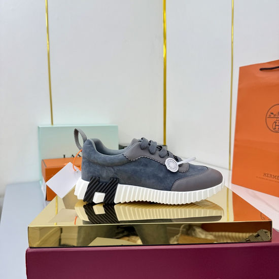 Hermes Suede Canvas Casual Athletic Shoes Comfortable Walking Sneakers