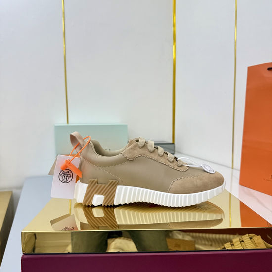 Hermes Suede Canvas Casual Athletic Shoes Comfortable Walking Sneakers