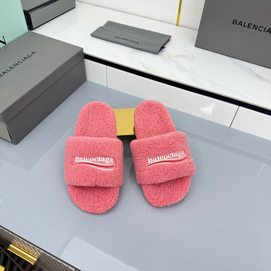 Balenciaga Fuzzy Wool Lined Non-slip Platform Slippers