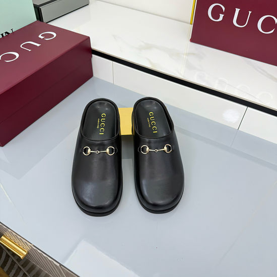 Gucci Fleece Lined Suede Leather Mules with Hardware