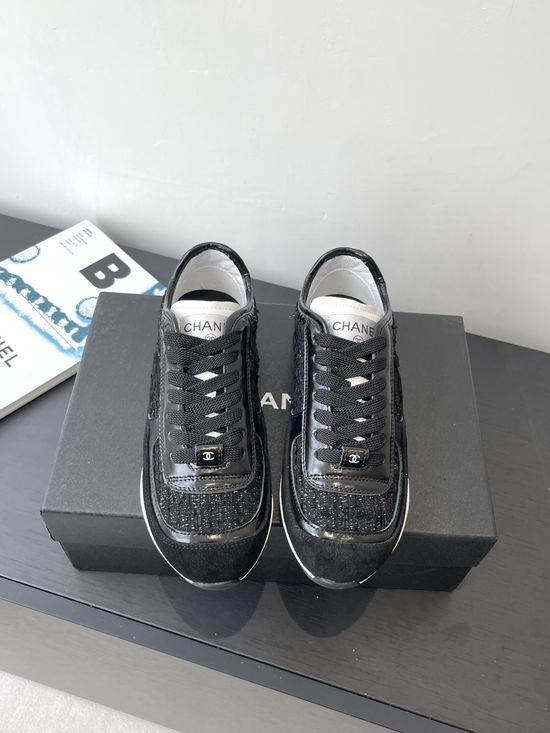 Chanel Panda Color Casual Sneakers Cashmere Upper Sheepskin Lining