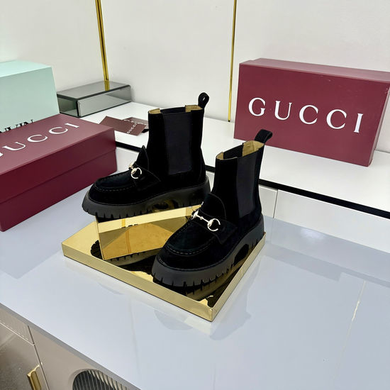 Gucci Coffee Suede Ankle Boots with Horsebit Accent