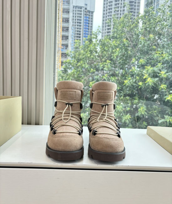 Brunello Cucinelli Sheepskin Trimmed Hiking Boots with Contrast Elastic
