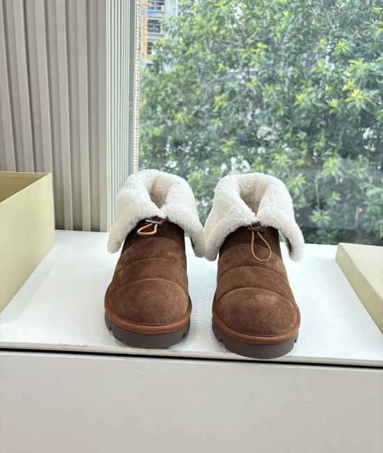 Brunello Cucinelli Luxury Sheepskin Mountain Boots with Beaded Eyelets