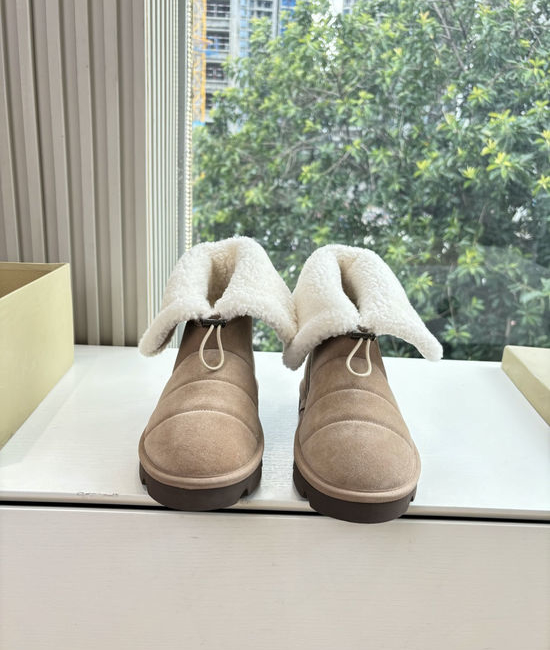 Brunello Cucinelli Luxury Sheepskin Mountain Boots with Beaded Eyelets