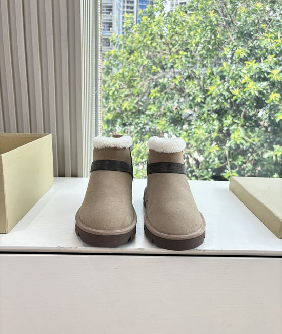 Brunello Cucinelli Warm Suede Shearling Lined Comfort Winter Ankle Boots