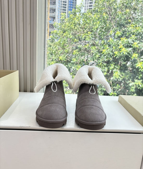 Brunello Cucinelli Luxury Sheepskin Mountain Boots with Beaded Eyelets