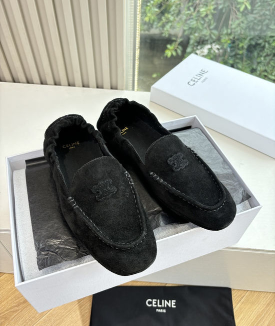 Celine Soft Suede Slip On Loafer Comfortable Work Shoes