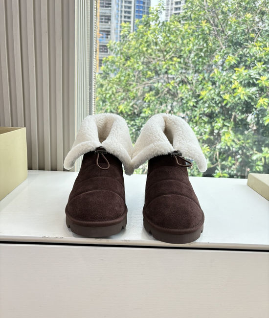 Brunello Cucinelli Luxury Sheepskin Mountain Boots with Beaded Eyelets