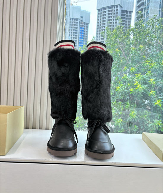 Brunello Cucinelli Warm Shearling Lined Suede Winter Boots Non-Slip Comfortable Footwear