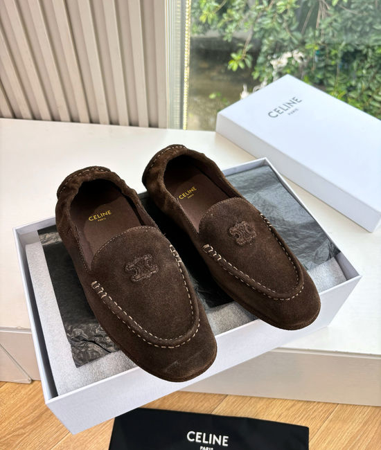 Celine Soft Suede Slip On Loafer Comfortable Work Shoes