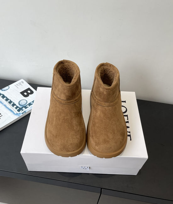 Loewe Shearling Lined Suede Winter Boots Non-slip Sole