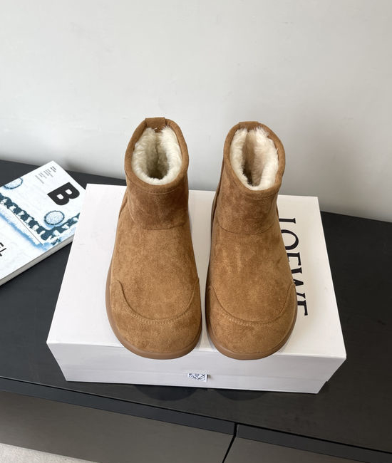 Loewe Shearling Lined Suede Winter Boots Non-slip Sole