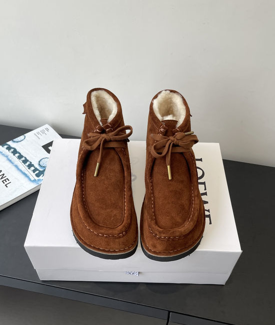 Loewe Suede Wool Lined Ankle Boots Casual Comfortable Shoes