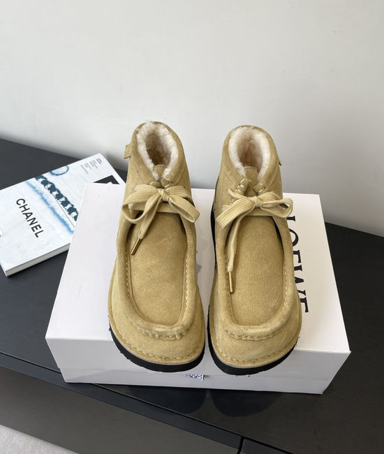 Loewe Suede Wool Lined Ankle Boots Casual Comfortable Shoes