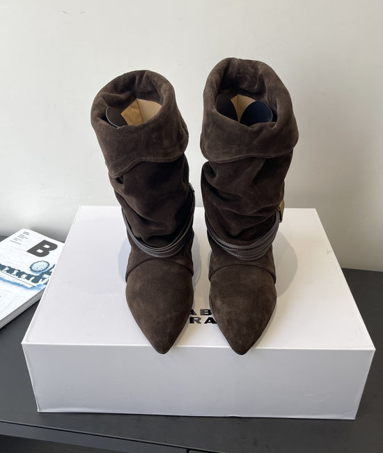 Isabel Marant Suede Kitten Heel Foldable Ankle Boots with Straps