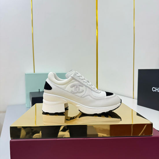 Chanel Genuine Leather Casual Sneakers In Classic Two Tone