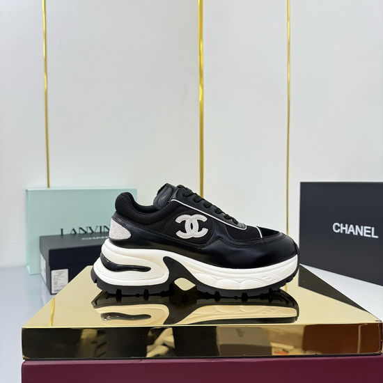 Chanel Genuine Leather Casual Sneakers In Classic Two Tone