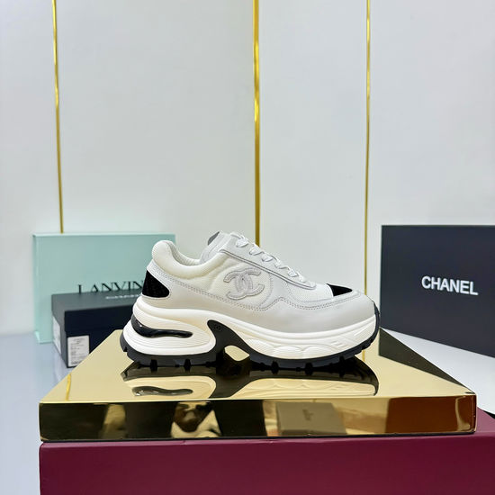 Chanel Genuine Leather Casual Sneakers In Classic Two Tone