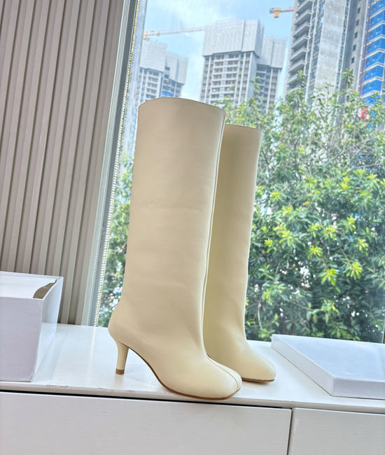 Maison Margiela MM6 Split Toe Stylish Thick Heel Comfortable Mid-calf Leather Boots