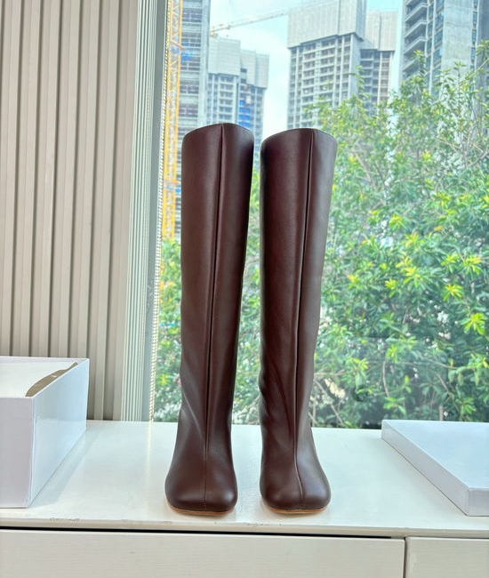 Maison Margiela MM6 Split Toe Stylish Thick Heel Comfortable Mid-calf Leather Boots