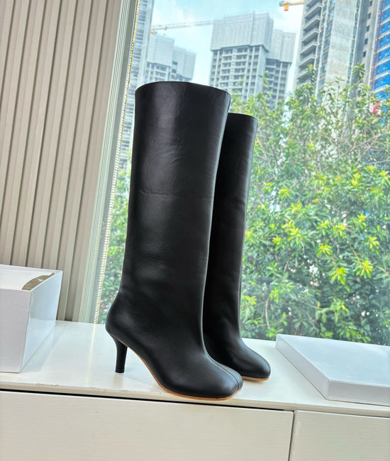 Maison Margiela MM6 Split Toe Stylish Thick Heel Comfortable Mid-calf Leather Boots