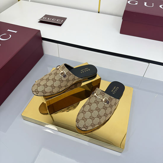 Gucci Classic Suede Mule Shoes Comfortable Flat Casual Footwear
