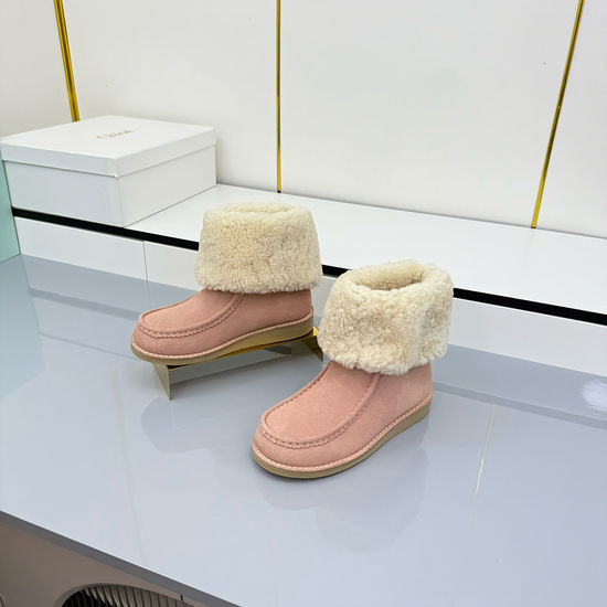 Chloe Warm Suede Shearling Winter Boots with Rubber Sole