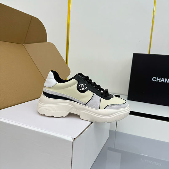 Chanel Classic Color-block Genuine Leather Soft Non-slip Casual Fashion Sneakers