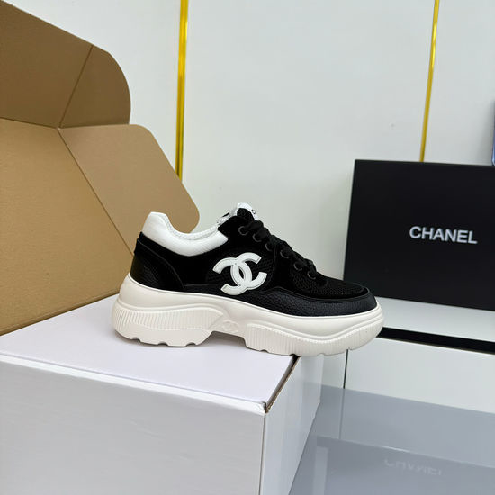 Chanel Classic Black and White Casual Board Shoes with Breathable Design